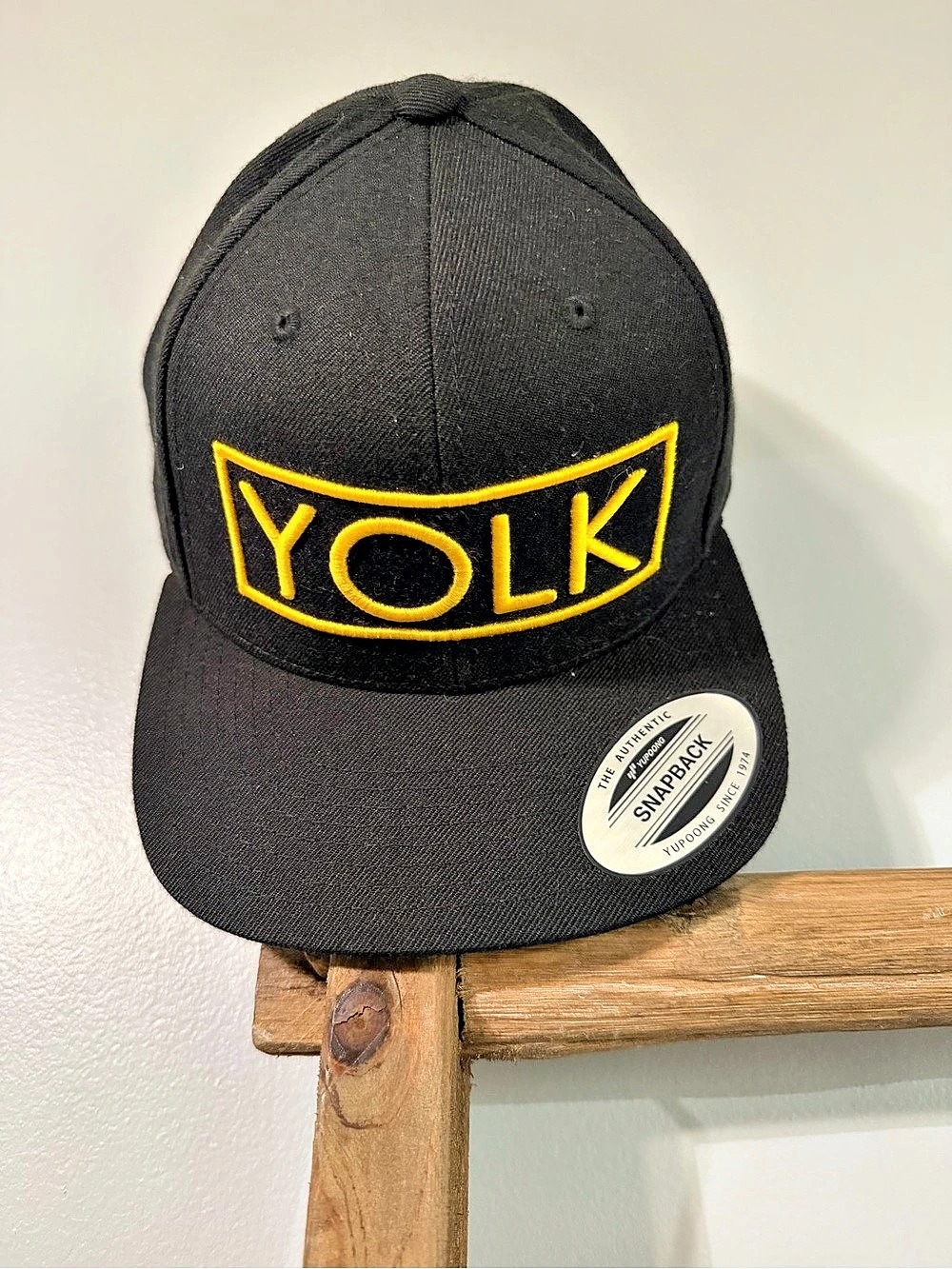 Yupoong The Classics Black & Yellow “YOLK”Snapback Hat NWT